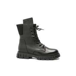 Ghete damă casual, Dogati, negre din piele naturală, cu inserție elastică MIR21015-40 EU