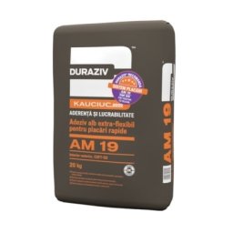 Adeziv Alb Extra Flexibil Cu Kauciuc® Pentru Placari Rapide, Duraziv Am 19, 20Kg / Palet 48 Saci