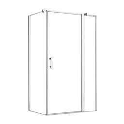 Cabină de duș asimetrică simplă de 80x100 cm cu ușă cu deschidere, fără tavă de duș