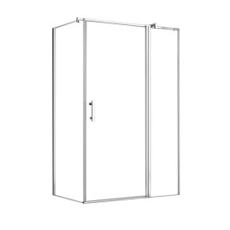 Cabină de duș asimetrică simplă de 80x120 cm cu ușă cu deschidere, fără tavă de duș