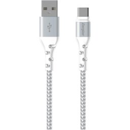 Metalic, nylon USB-C 2 metri, Alb