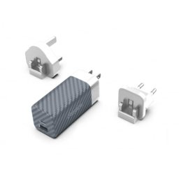 Incarcator de retea GaN 1xUSB-A + 1x USB-C PD US/UK/EU 65W Alb