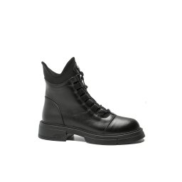 Ghete ankle damă Dogati negre din piele naturală, cu decorațiune metalică MIR6001-38 EU