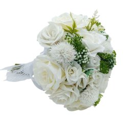 Buchet de Mireasă cu flori de mătase, alb-verde - FEIS509013