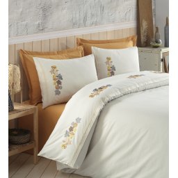 Lenjerie Valentini Bianco Deluxe, brodata, din bumbac 100%, YT064-2 Mustard