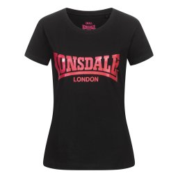 LONSDALE Tricou 'Cartmel' roz zmeură / negru