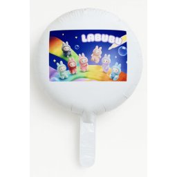 Balon rotund alb personalizabil Labubu 24 cm