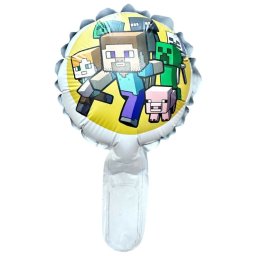 Balon rotund alb personalizabil Minecraft tort 12 cm