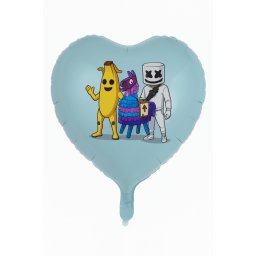 Balon inima albastru personalizabil Fortnite 45 cm