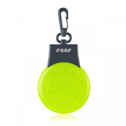 Lumina de siguranta LED reflectorizanta cu semnalizare intermitenta, verde fluorescent, cu carabina de agatare, Reer Light&Go 53253