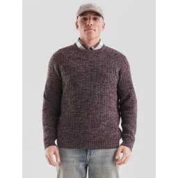 Q/S by s.Oliver Pulover barbati din fire melanj, cu decolteu la baza gatului, Regular fit, Visiniu (SELECTATI MARIMEA: 2XL)