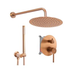 LUNGO Set de duș cu baterie încastrată, cupru periat - REA-P8809