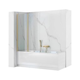 REA-K9777 - Paravan pliabil pentru cadă AGAT 140x100 cm, auriu periat/transparent