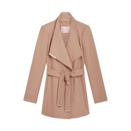 TED BAKER Palton Rosess Shorted Belted Wool Wrap 282067 camel