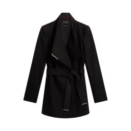 TED BAKER Palton Rosess Shorted Belted Wool Wrap 282067 black