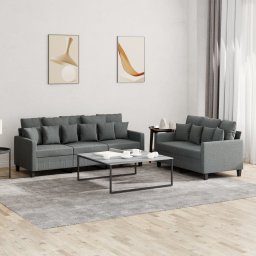 Set de canapele cu perne, 2 piese, gri închis, textil GartenMobel Dekor