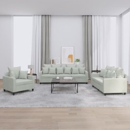 Set de canapele cu perne, 3 piese, gri deschis, catifea GartenMobel Dekor