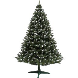 Brad Artificial de Craciun Molid HollyWhite Verde cu Fructe Albe si Zapada pe Varfuri 180cm