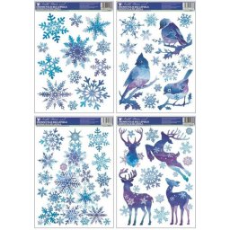 Autocolant de fereastră cu model de Crăciun, 37 x 29 cm, albastru - diverse modele