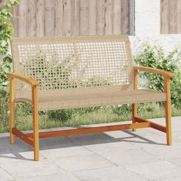Gossi banca de gradina, bej, 112 cm, poliratan si lemn de acacia