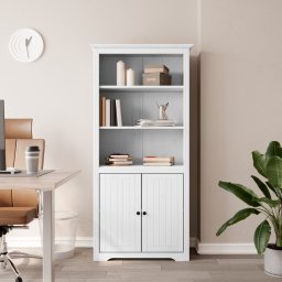 Gossi biblioteca "bodo", alb, 82x40x173 cm, lemn masiv de pin