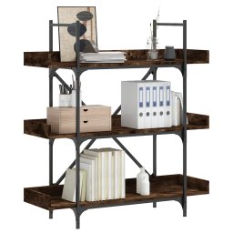 Gossi biblioteca 3 niveluri, stejar fumuriu, 100x33x108,5 cm, lemn