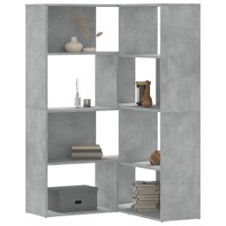 Gossi biblioteca 4 niveluri gri beton 85x85x140 cm lemn prelucrat