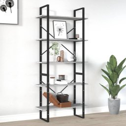 Gossi biblioteca 5 niveluri gri sonoma, 80x30x175 cm lemn prelucrat