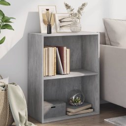 Gossi biblioteca cu 2 rafturi, gri beton, 60 x 30 x 76,5 cm, pal