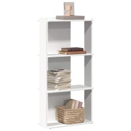 Gossi biblioteca cu 3 niveluri, alb, 60x30x120 cm, lemn de prelucrare
