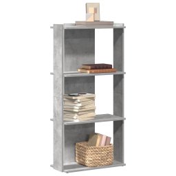 Gossi biblioteca cu 3 niveluri, gri beton, 60x30x120cm lemn prelucrat