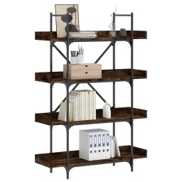 Gossi biblioteca cu 4 niveluri, stejar fumuriu, 100x33x145,5 cm, lemn