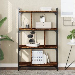 Gossi biblioteca cu 4 niveluri, stejar fumuriu, 76x32x123 cm, lemn