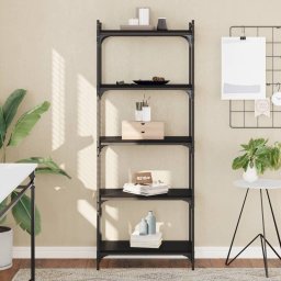 Gossi biblioteca cu 5 niveluri, negru, 60x30x154 cm, lemn prelucrat