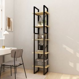 Gossi biblioteca cu 5 rafturi, 40x30x175 cm, lemn masiv de pin