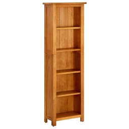 Gossi biblioteca cu 5 rafturi, 45x22x140 cm, lemn masiv de stejar