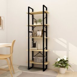 Gossi biblioteca cu 5 rafturi, 60x30x175 cm, lemn masiv de pin