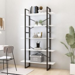 Gossi biblioteca cu 5 rafturi, alb, 100x30x175 cm, lemn prelucrat