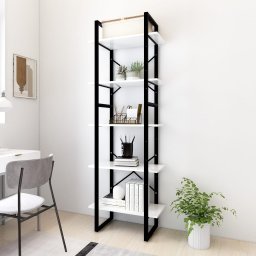 Gossi biblioteca cu 5 rafturi, alb, 60x30x175 cm, lemn prelucrat