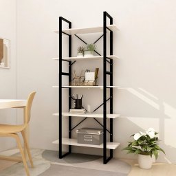 Gossi biblioteca cu 5 rafturi, alb, 80x30x175 cm, lemn masiv de pin