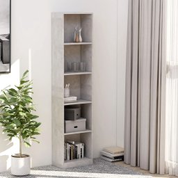 Gossi biblioteca cu 5 rafturi, gri beton, 40x24x175 cm lemn prelucrat