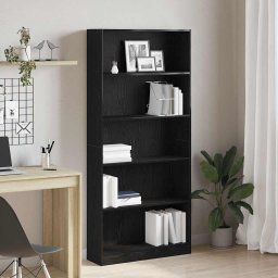 Gossi biblioteca stejar negru 80x24x176 cm lemn prelucrat