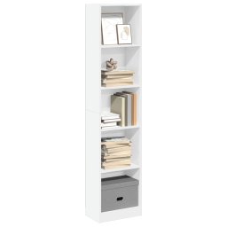 Gossi biblioteca, alb, 40x24x176 cm, lemn prelucrat