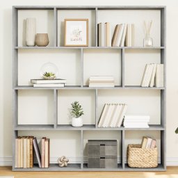Gossi biblioteca, gri beton, 132x29x141,5 cm, lemn prelucrat