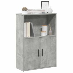 Gossi biblioteca, gri beton, 60x24x85 cm, lemn prelucrat
