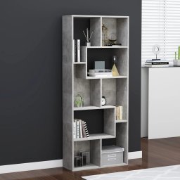 Gossi biblioteca, gri beton, 67x24x161 cm, lemn prelucrat