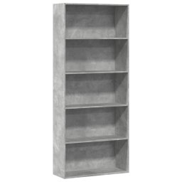 Gossi biblioteca, gri beton, 80x30x189 cm, lemn prelucrat