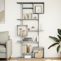 Gossi biblioteca, gri beton, 92x29x188 cm, lemn prelucrat