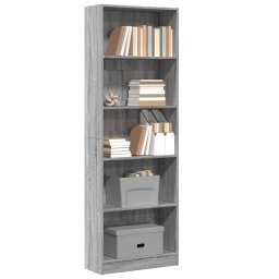 Gossi biblioteca, gri sonoma, 60x24x176 cm, lemn prelucrat