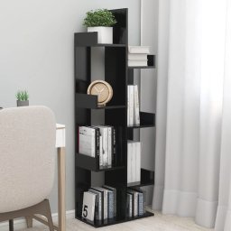 Gossi biblioteca, negru, 48x25,5x140 cm, pal